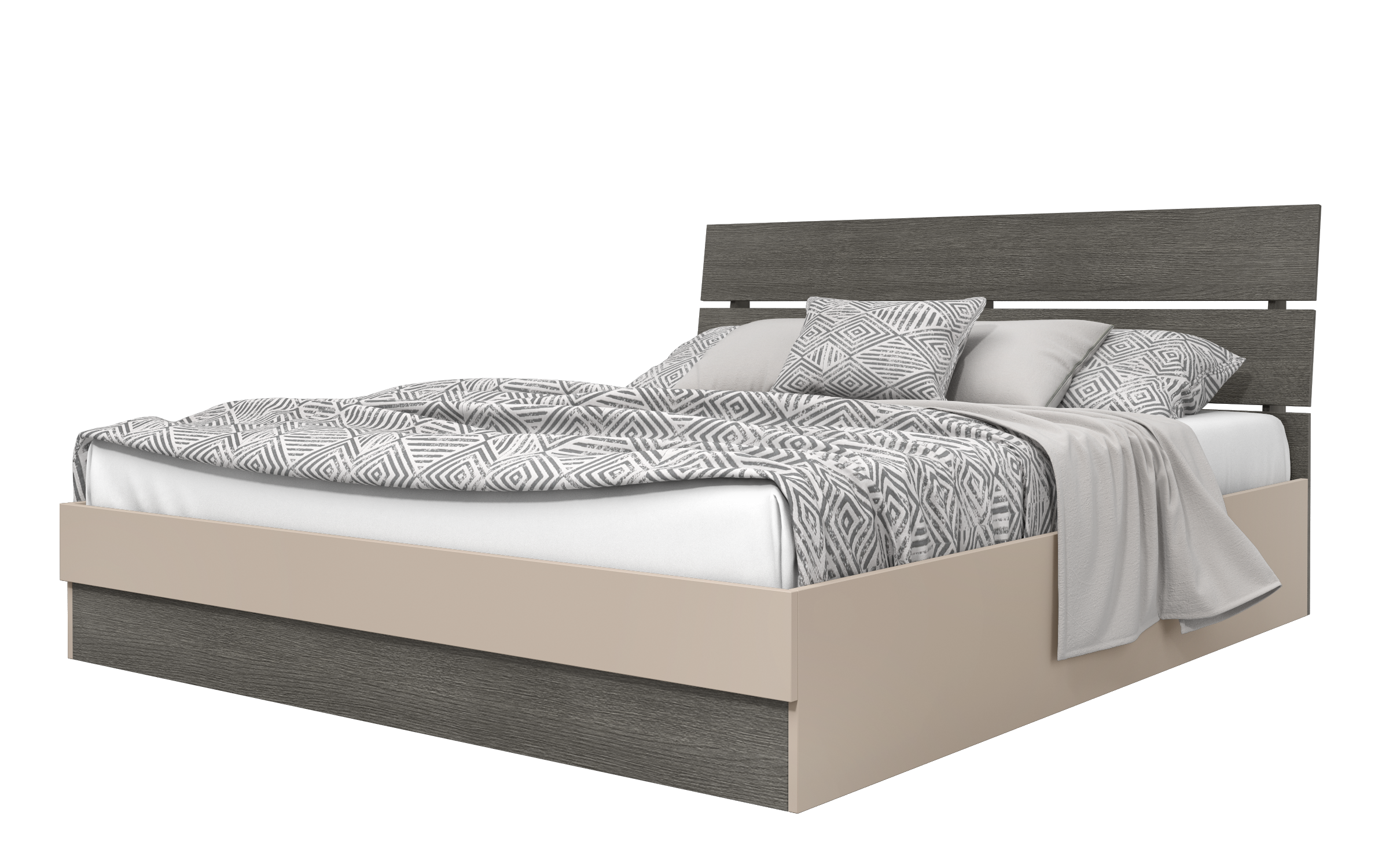 Double bed for mattress 160/200 Medeya, cashmere + Anthracite oak  6